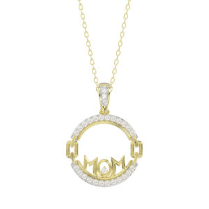 LADIES PENDANT WITH CHAIN 0.25CT ROUND DIAMOND 14K YELLOW GOLD