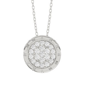 LADIES PENDANT WITH CHAIN 0.20CT ROUND DIAMOND 14K WHITE GOLD