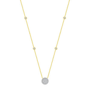LADIES NECKLACES 0.33CT ROUND DIAMOND 14K YELLOW GOLD