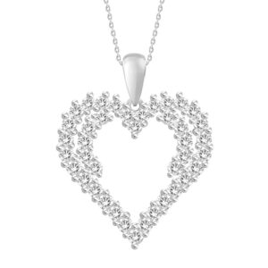 LADIES PENDANT WITH CHAIN 0.75CT ROUND DIAMOND 14K WHITE GOLD
