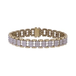 MEN'S BRACELET 2.50CT ROUND DIAMOND 10K YELLOW GOLD