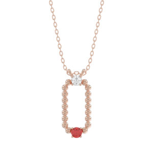 14K Rose Gold 0.15Ct Ruby & Diamond Necklace For Women Natural Round Ruby Ladies Fine Jewelry