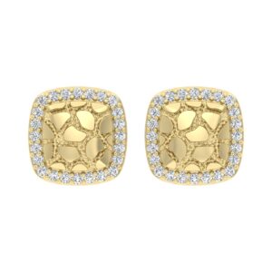 �Ladies Nugget Halo Fashion Earrings 0.25Ct Round Diamond 10K Yellow Gold � Fashionable Women�S Jewelry Gift