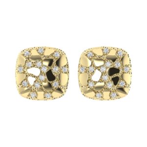 �Ladies Nugget-Fashion Earrings 0.15Ct Round Diamond 10K Yellow Gold � Elegant Women�S Fashion Jewelry Gift