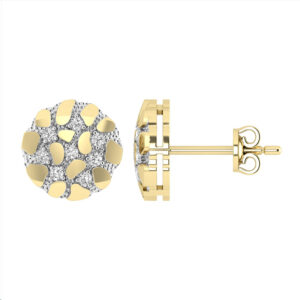 Ladies Nugget-Fashion Earrings 0.15Ct Round Diamond 10K Yellow Gold � Elegant Women�S Fashion Jewelry Gift