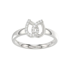 Ladies Lucky Horseshoe Fashion Ring 0.10Ct Round Diamond Sterling Silver White � Double Horseshoe Fashion Jewelry