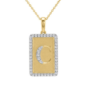 Elegant Ladies 0.20Ct Round Diamond �C Alphabet Fashion Pendant With Chain � 10K Yellow Gold