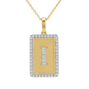 10K Yellow Gold letter 'I' Fashion Pendant With Chain - 0.20 CT Round Diamond Ladies Jewelry Gift