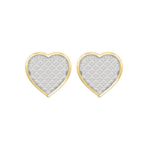 Yuva Brand 10K Yellow Gold 0.25Ct Round Diamond Heart Shaped Earrings Stylish Women Diamond Fashion Earrings