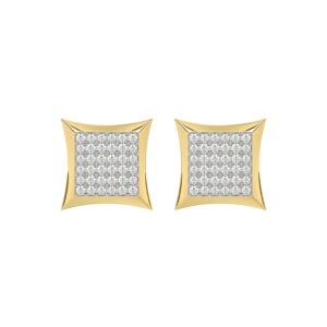Yellow Gold 0.25Ct Round Diamond Kite Design Cluster Earrings Elegant Yuva Fashion Earrings