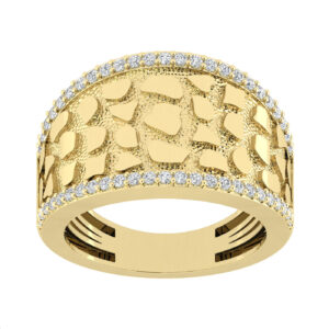Men�S 10K Yellow Gold Diamond Nugget Ring 0.50Ct Round Diamond,Stylish Men�S Wedding & Fashion Ring