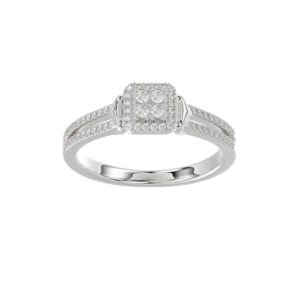 Ladies 0.20Ct Round Diamond Sterling Silver White Engagement Ring � Elegant Promise Ring For Women