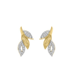 Luxury Ladies 10K Yellow Gold Fashion Earrings 0.25Ct Round Diamond