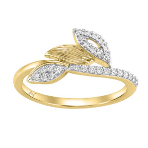 Classic Ladies 10K Yellow Gold Diamond Fashion Ring 0.20Ct Round Diamond