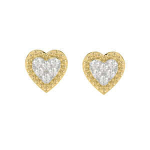 Elegant 0.20Ct Round Diamond Heart Earrings In 10K Yellow Gold Romantic Ladies Fine Jewelry