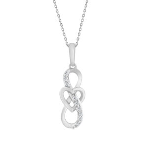 ELEGANCE�10K WHITE GOLD 0.10CT ROUND DIAMOND LADIES FASHION PENDANT WITH CHAIN