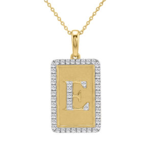 10K Yellow Gold letter 'E' Fashion Pendant With Chain - 0.20 CT Round Diamond Ladies Jewelry Gift