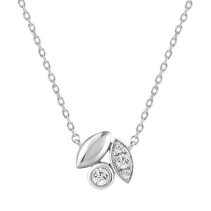 Elegance Ladies Round Diamond Cluster Fashion Necklace In 10K White Gold � Marquise Design