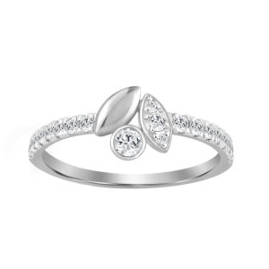 Elegance Ladies Round Diamond Cluster Fashion Ring In 10K White Gold � Marquise Design