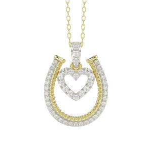 LADIES PENDANT WITH CHAIN 0.25CT ROUND DIAMOND 14K YELLOW GOLD