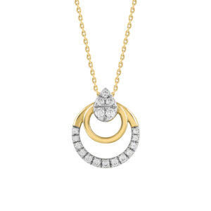 LADIES PENDANT WITH CHAIN 0.13CT ROUND DIAMOND 14K YELLOW GOLD
