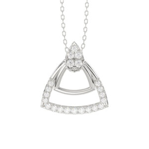 LADIES PENDANT WITH CHAIN 0.13CT ROUND DIAMOND 14K WHITE GOLD