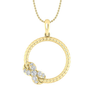 LADIES PENDANT WITH CHAIN 0.25CT ROUND DIAMOND 10K YELLOW GOLD