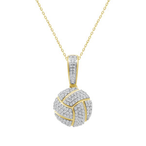 LADIES PENDANT WITH CHAIN 0.33CT ROUND DIAMOND 10K YELLOW GOLD