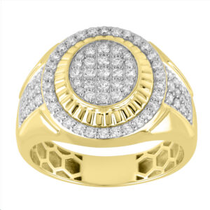 10K Yellow Gold  Men's Diamond Fashion Ring 1.00 CT Round Cut Diamond