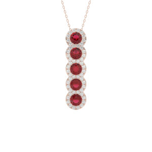 LADIES PENDANT 1.80CT ROUND/RUBY ROUND DIAMOND 14K ROSE GOLD (ROUND RUBY 1.40CT)