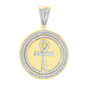 MEN'S PENDANT 0.75CT ROUND DIAMOND 10K YELLOW GOLD