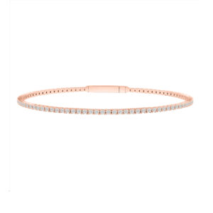 LADIES FLEXIBLE BANGLE 3.00CT ROUND DIAMOND 14K ROSE GOLD