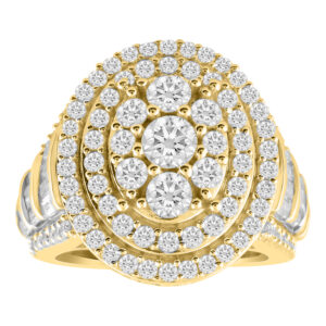 LADIES RING 3.00CT ROUND/BAGUETTE DIAMOND 10K YELLOW GOLD