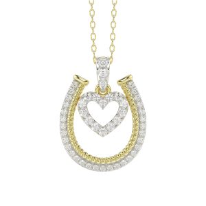 LADIES PENDANT WITH CHAIN 0.25CT ROUND DIAMOND 14K YELLOW GOLD