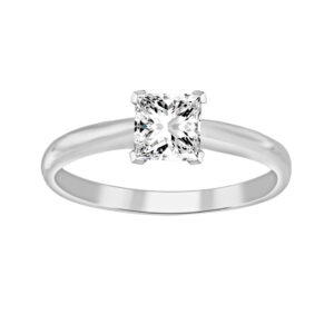 LADIES SOLITAIRE RING 0.33CT PRINCESS DIAMOND 14k WHITE GOLD